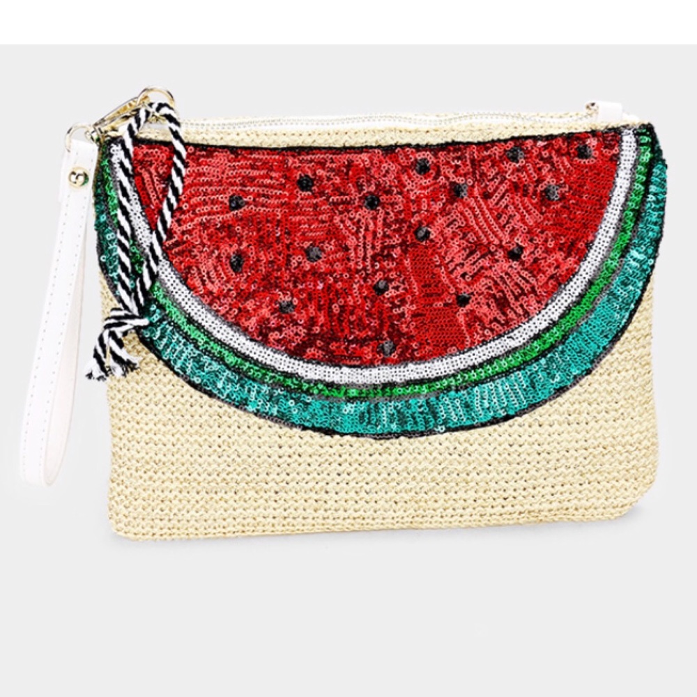 Sequin Watermelon Straw Clutch/Crossbody Bag